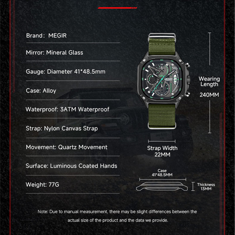MEGIR Men’s Sports & Military Watch – Luxury Casual Waterproof Chronograph