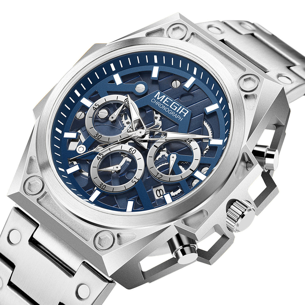 Relojes MEGIR para hombre, deportivos, de pulsera, de cuarzo, militares, cronógrafos, luminosos, con calendario, 4220