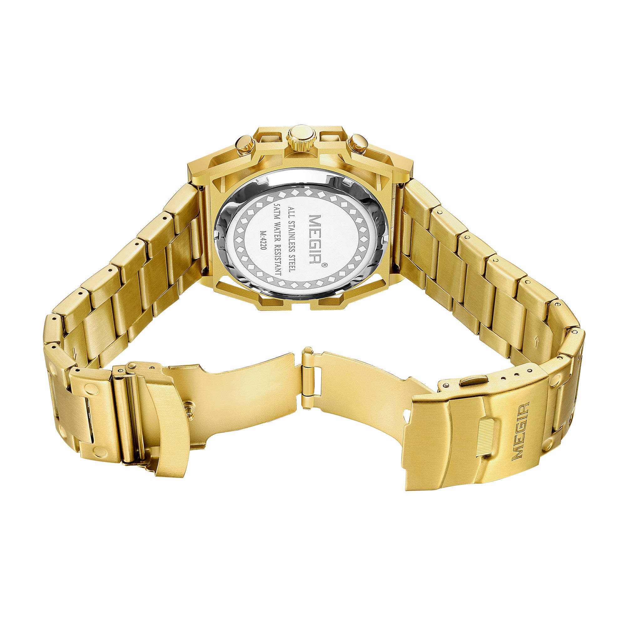 Relojes MEGIR para hombre, deportivos, de pulsera, de cuarzo, militares, cronógrafos, luminosos, con calendario, 4220