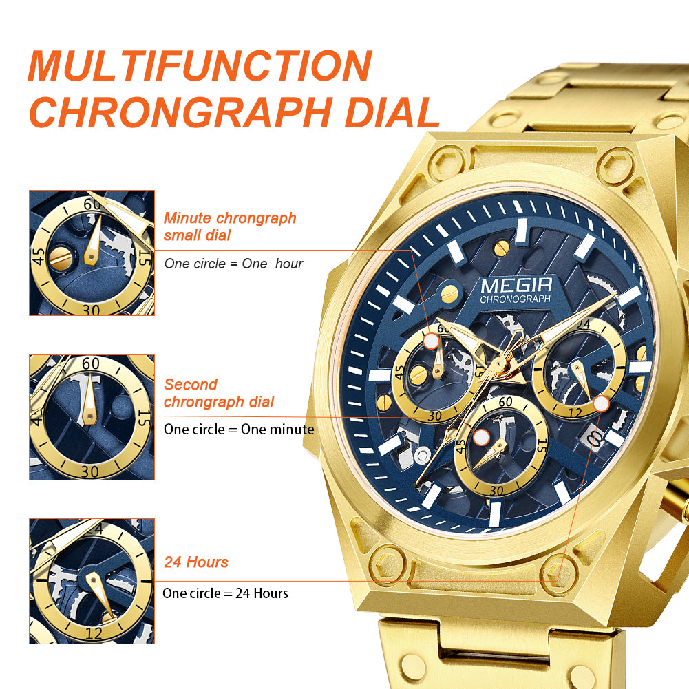 MEGIR Men's Watches Waterproof Sports Wristwatches Quartz Military Chronograph Luminous Male Clock Calendar Relogio Masculino 4220