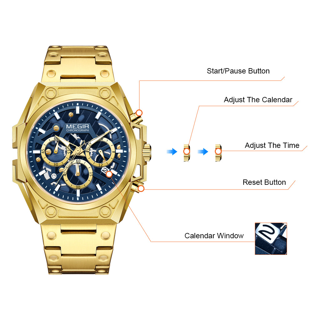 MEGIR Men's Watches Waterproof Sports Wristwatches Quartz Military Chronograph Luminous Male Clock Calendar Relogio Masculino 4220