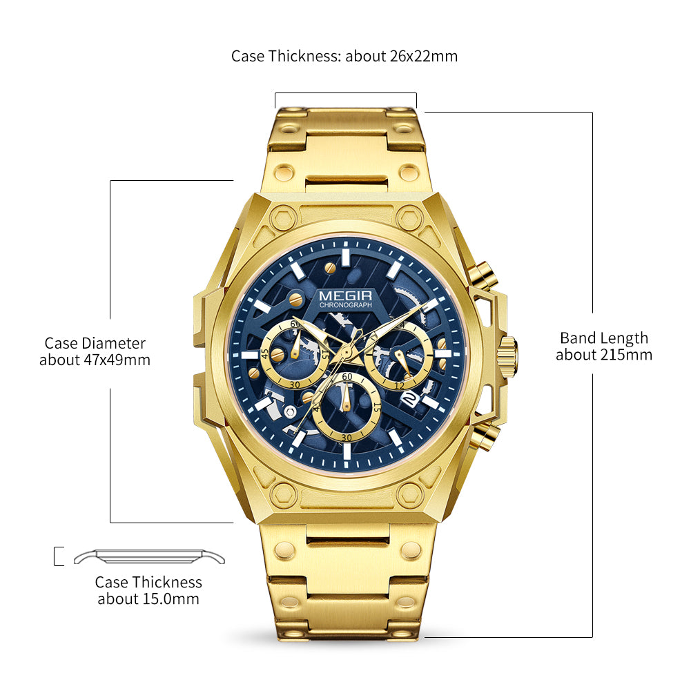 Relojes MEGIR para hombre, deportivos, de pulsera, de cuarzo, militares, cronógrafos, luminosos, con calendario, 4220