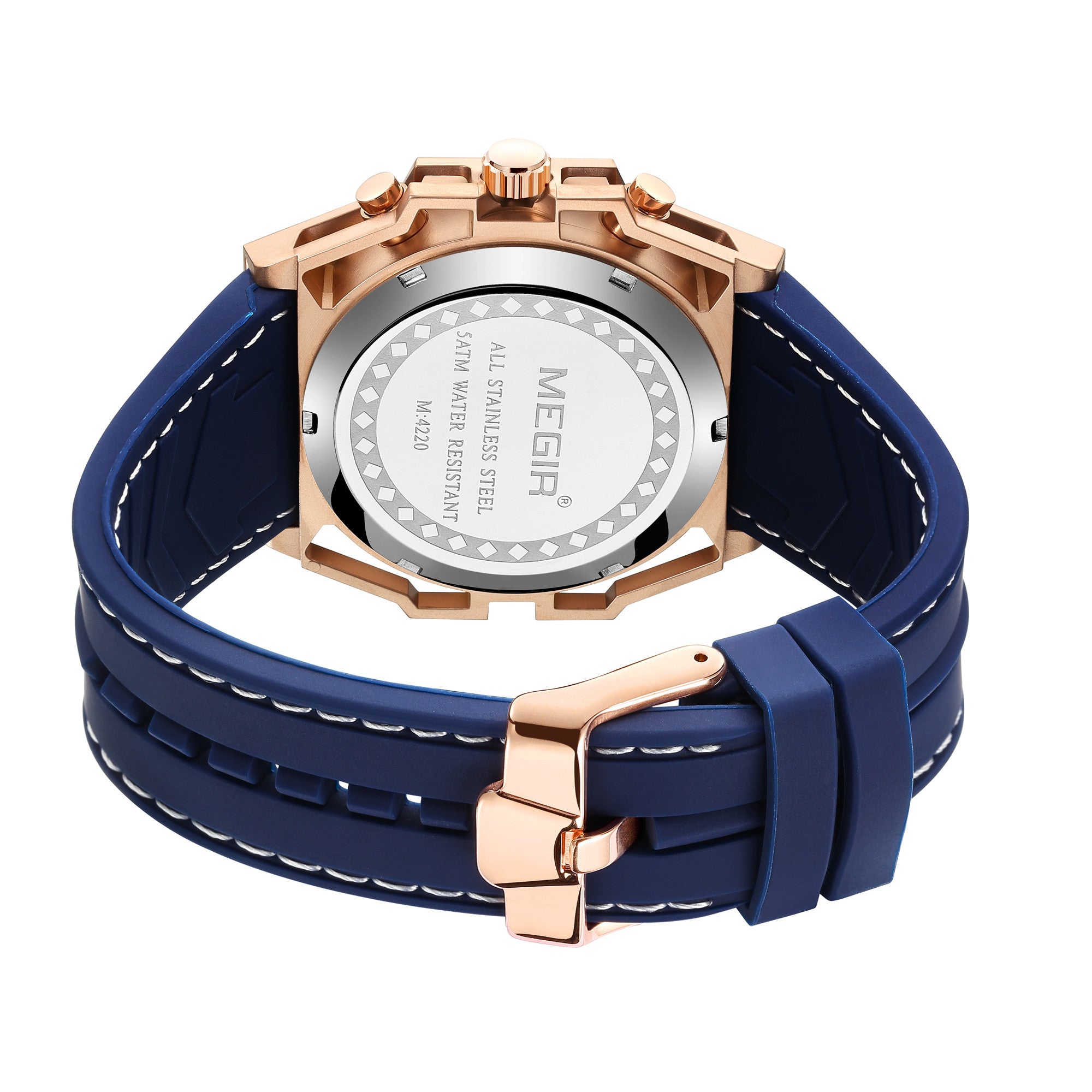 Relojes MEGIR para hombre, deportivos, de pulsera, de cuarzo, militares, cronógrafos, luminosos, con calendario, 4220