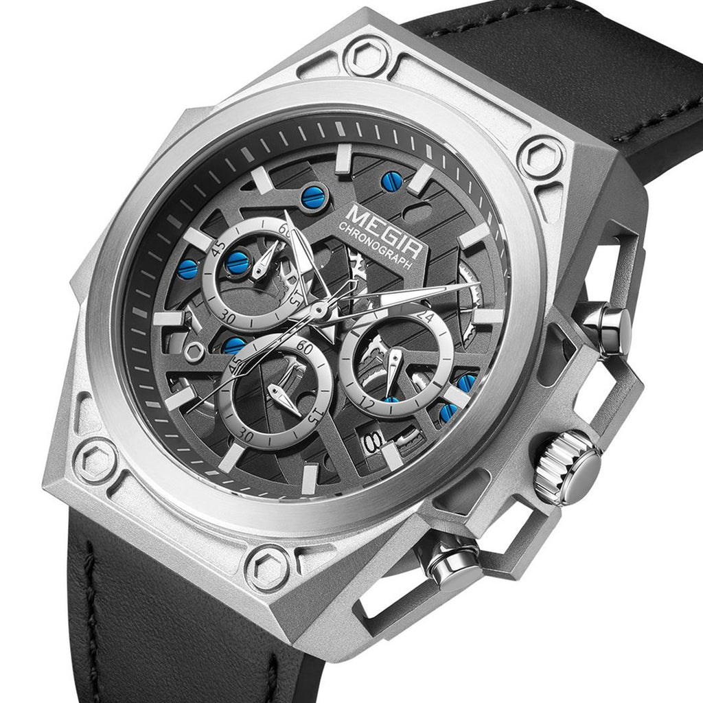 Relojes MEGIR para hombre, deportivos, de pulsera, de cuarzo, militares, cronógrafos, luminosos, con calendario, 4220