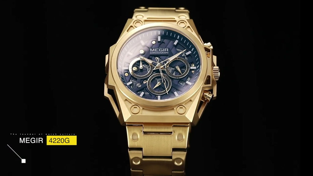 Relojes MEGIR para hombre, deportivos, de pulsera, de cuarzo, militares, cronógrafos, luminosos, con calendario, 4220