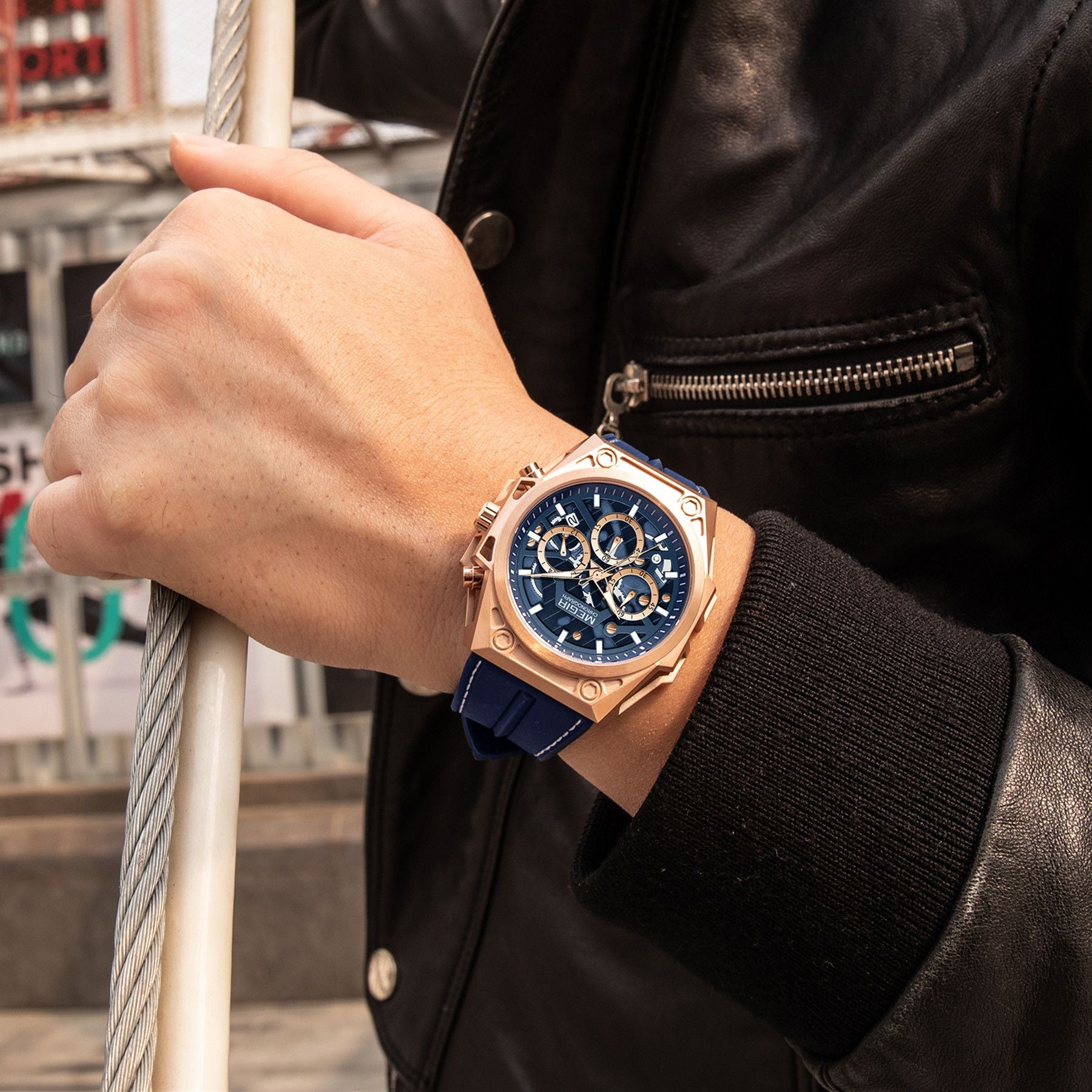 Relojes MEGIR para hombre, deportivos, de pulsera, de cuarzo, militares, cronógrafos, luminosos, con calendario, 4220