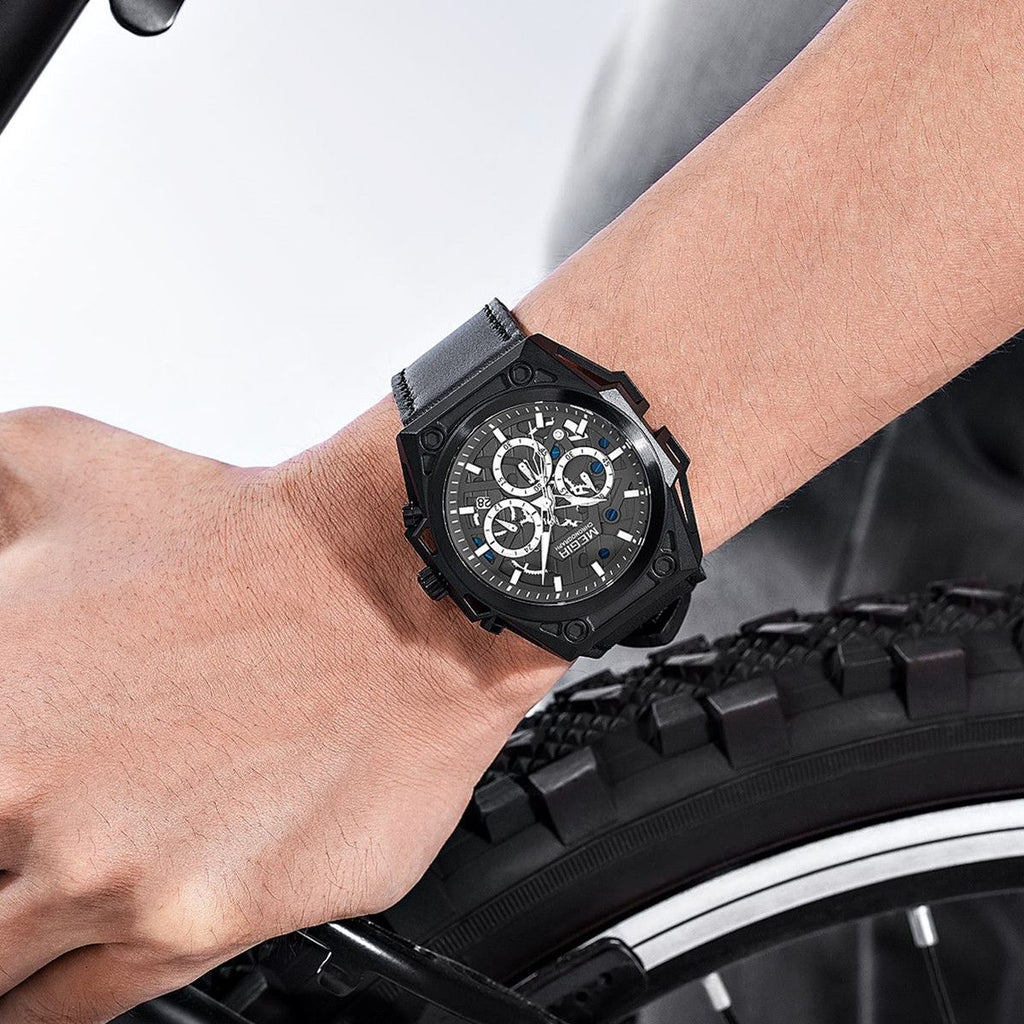 Relojes MEGIR para hombre, deportivos, de pulsera, de cuarzo, militares, cronógrafos, luminosos, con calendario, 4220