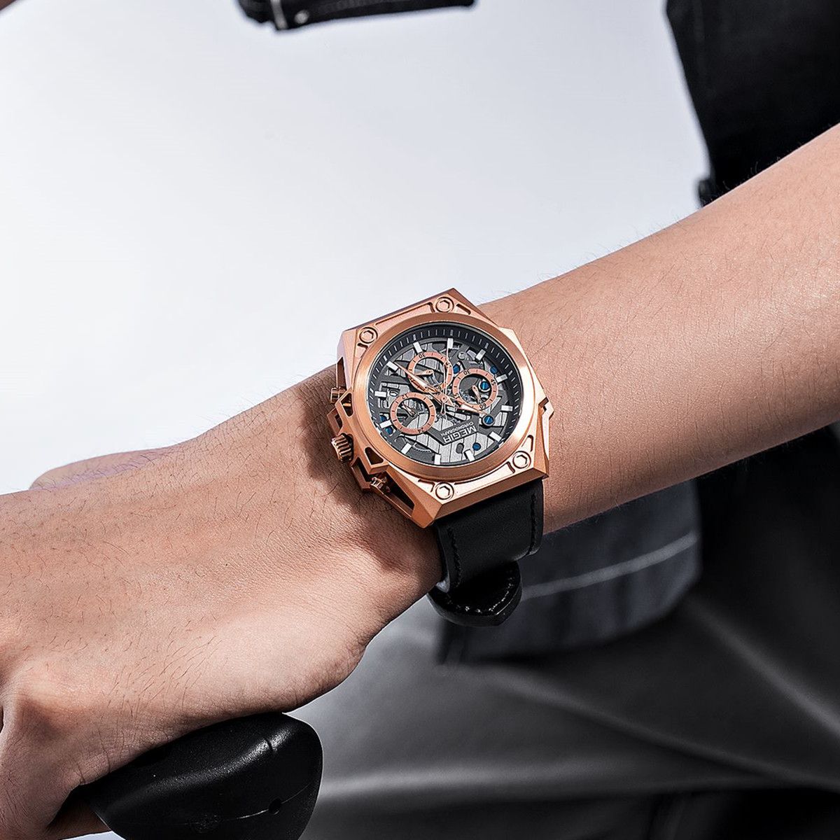 Relojes MEGIR para hombre, deportivos, de pulsera, de cuarzo, militares, cronógrafos, luminosos, con calendario, 4220