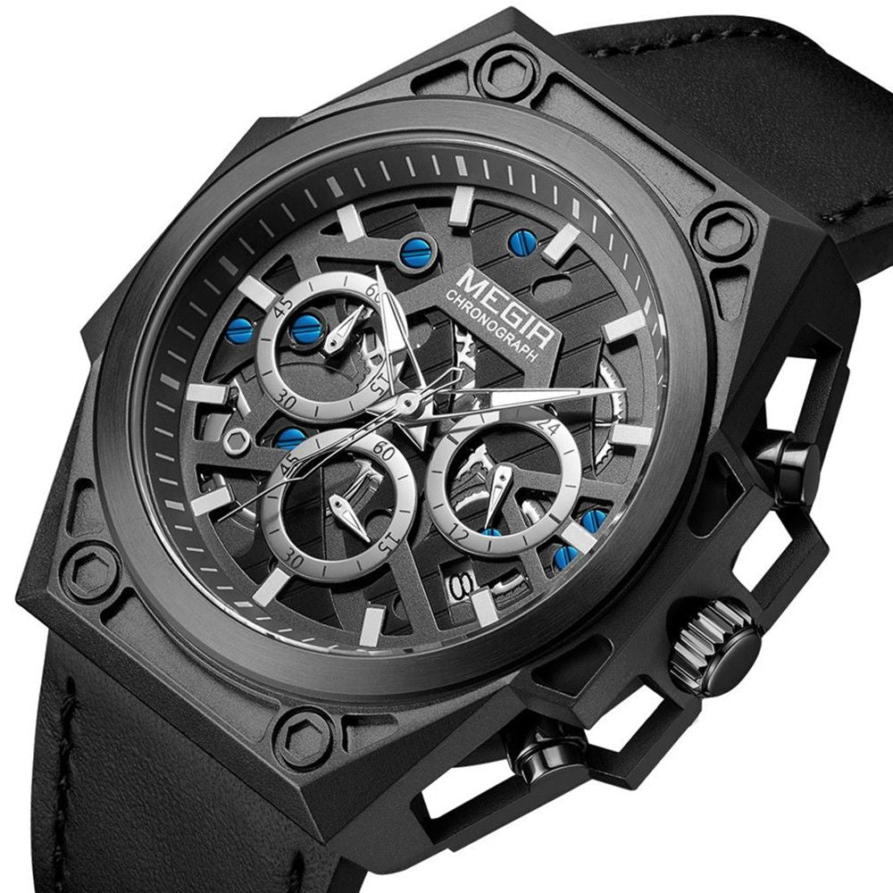 Relojes MEGIR para hombre, deportivos, de pulsera, de cuarzo, militares, cronógrafos, luminosos, con calendario, 4220