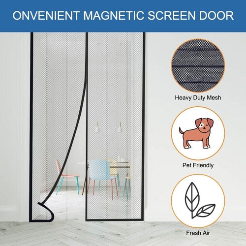 Magnetic Screen Door Mesh Curtain Durable Heavy Duty Mosquito Net Bug
