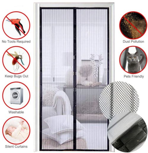 Magnetic Screen Door Mesh Curtain Durable Heavy Duty Mosquito Net Bug